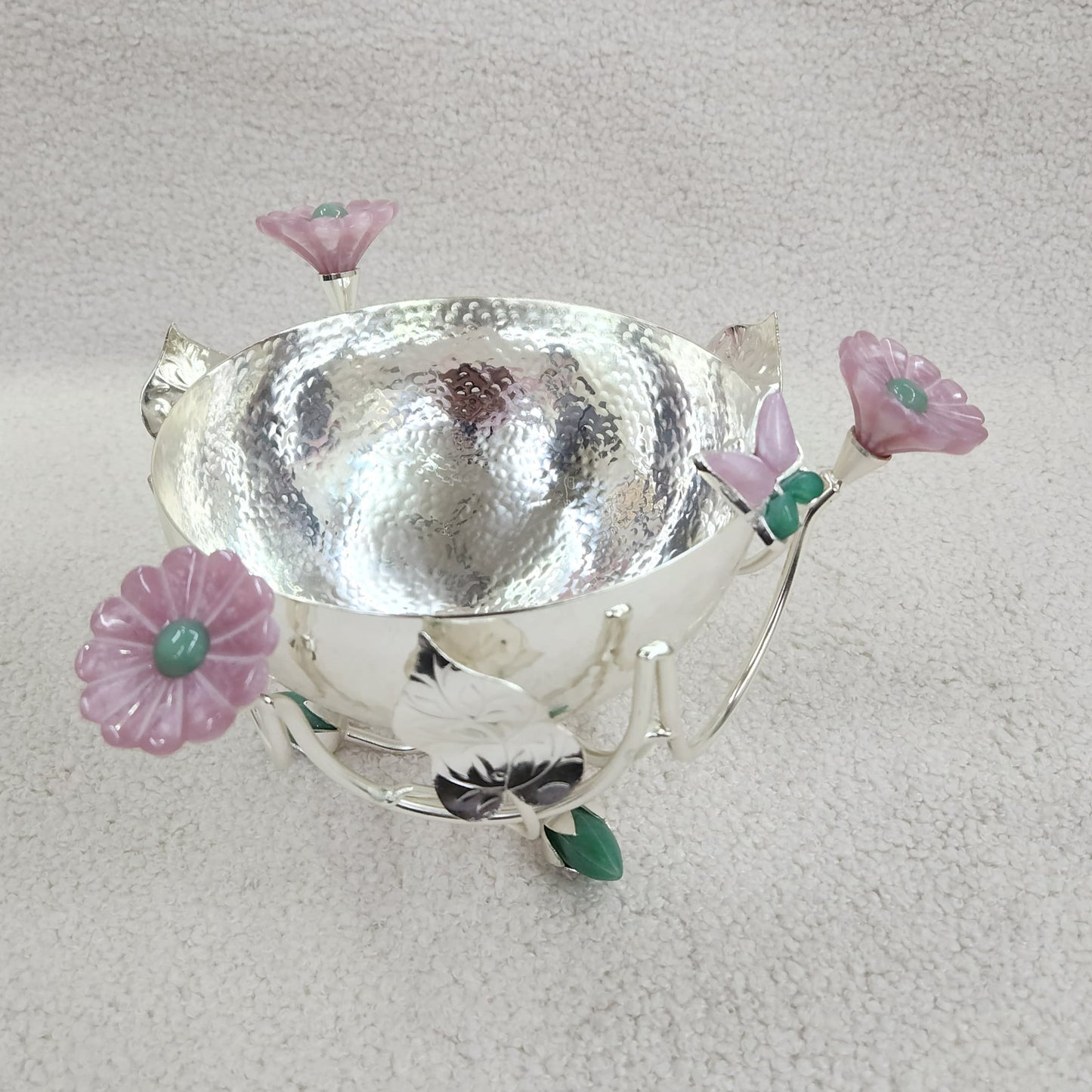 Hammered Bowl (Pink Flower)