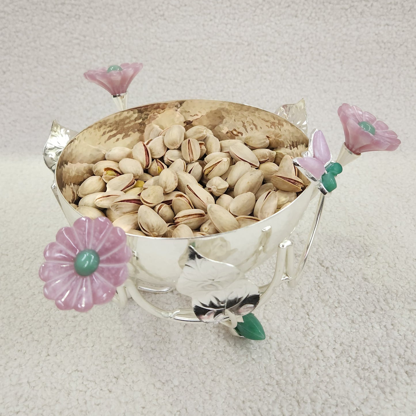 Hammered Bowl (Pink Flower)