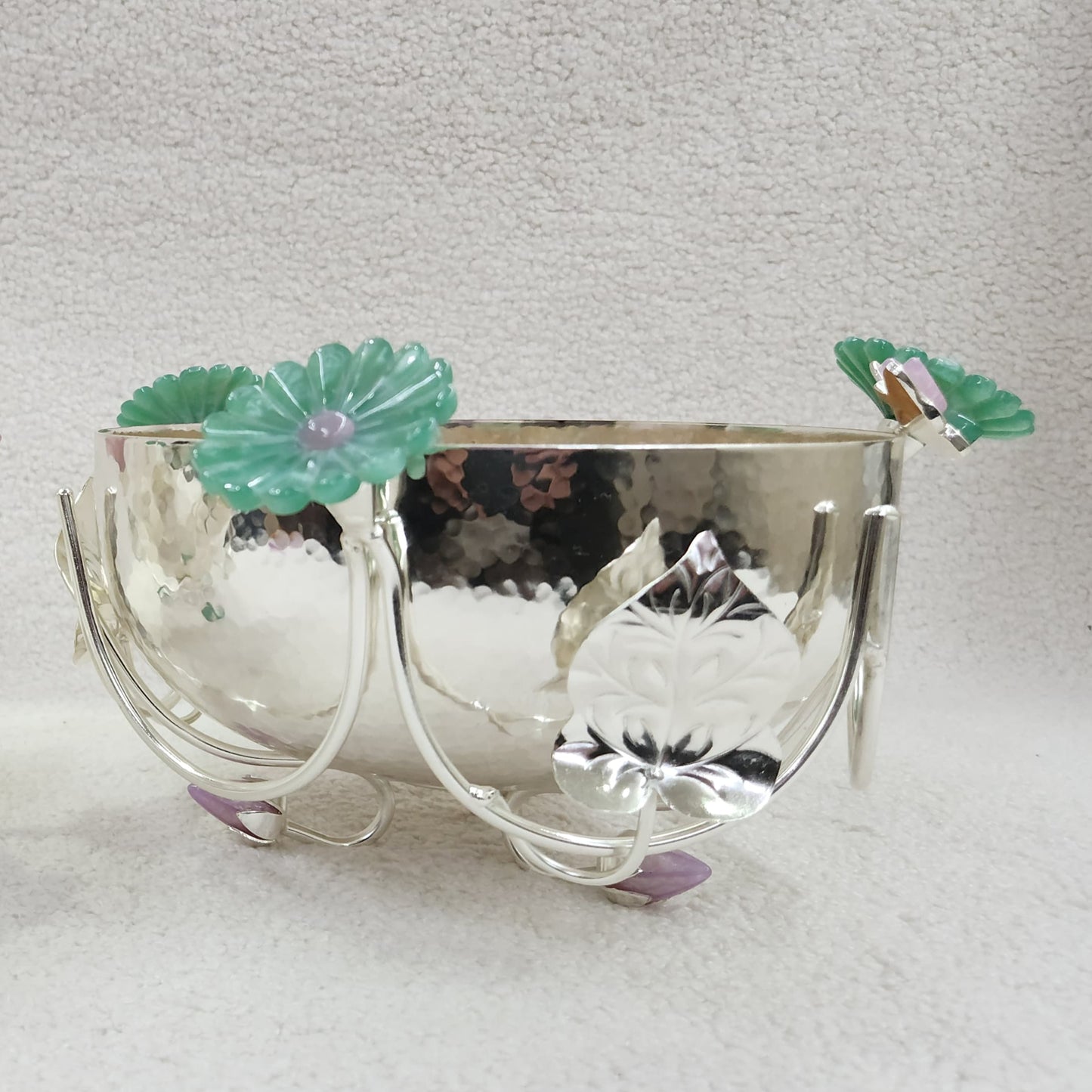 Hammered Bowl (Green Flower)