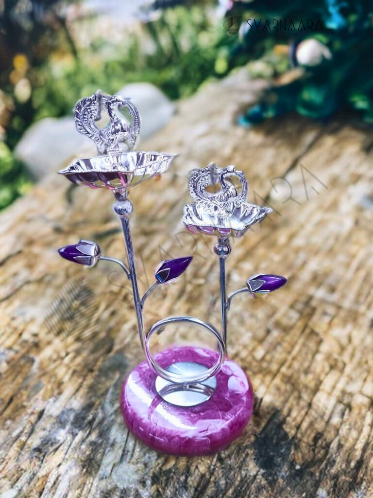 Dual Jyot With Purple Lotus