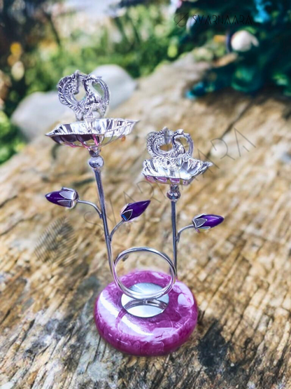 Dual Jyot With Purple Lotus