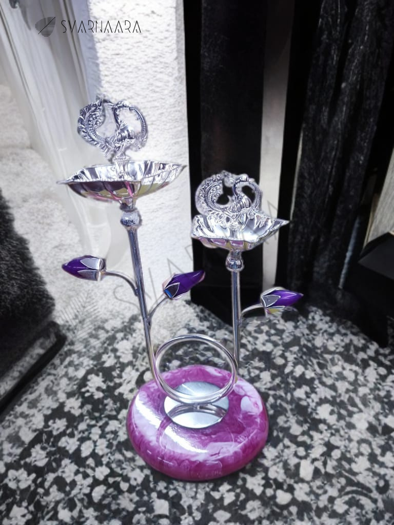 Dual Jyot With Purple Lotus
