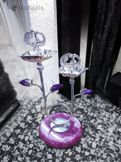 Dual Jyot With Purple Lotus