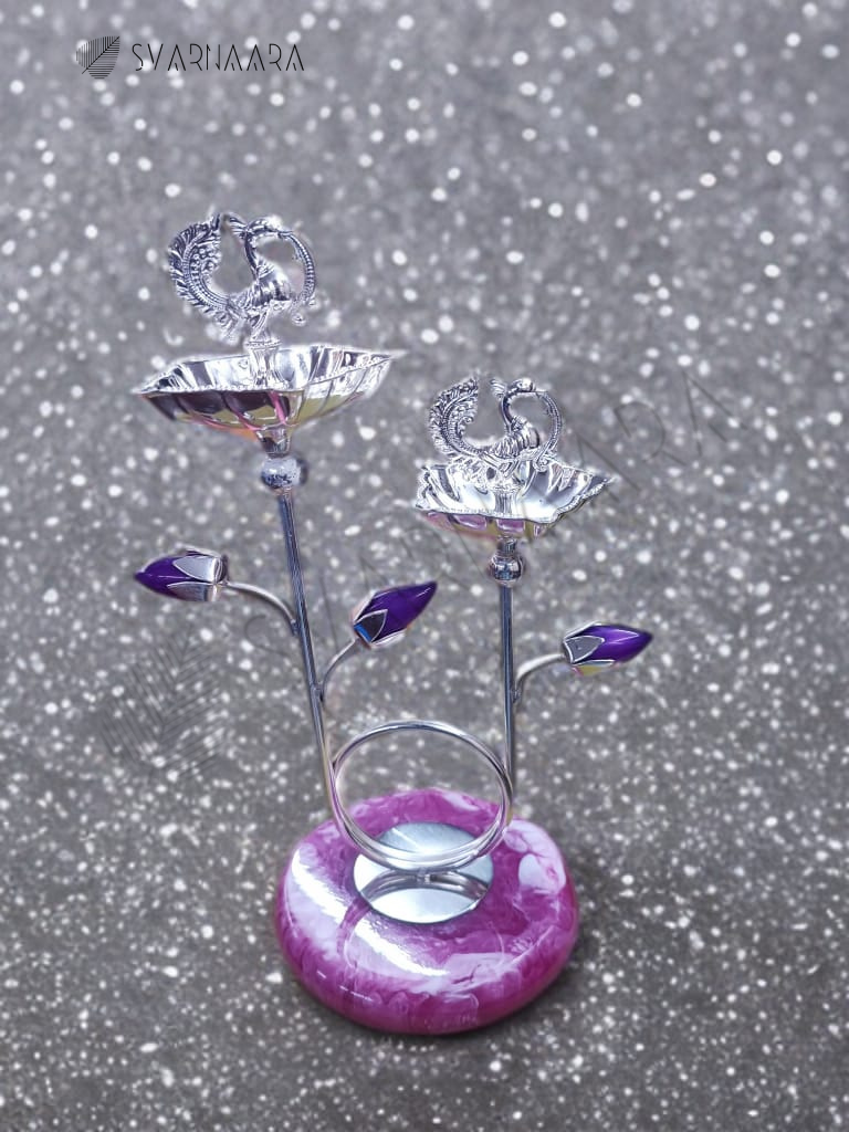 Dual Jyot With Purple Lotus